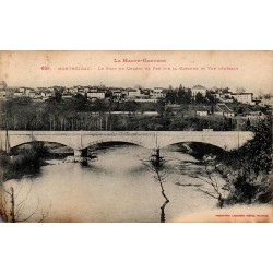 Carte postale ancienne de Montréjeau, pont du chemin de fer sur la Garonne.