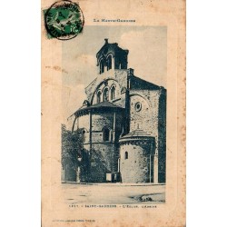 Carte postale ancienne de Saint-Gaudens montrant l'abside romane de la collégiale Saint-Pierre en Haute-Garonne.