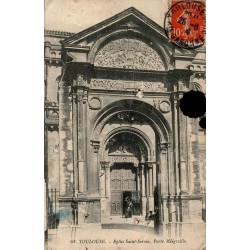 Carte postale ancienne de la porte Miègeville de la basilique Saint-Sernin à Toulouse