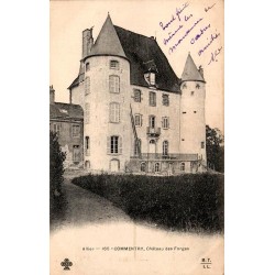 Carte postale ancienne du Château des Forges à Commentry avec circulation postale et timbres de 1904.