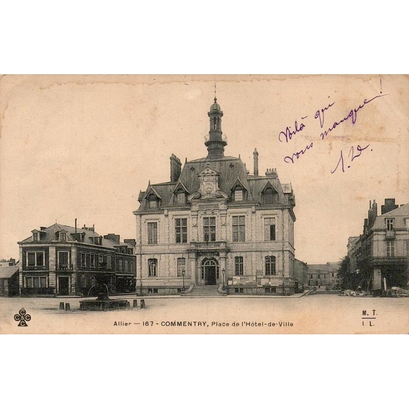 Commentry Place de l'Hôtel-de-Ville Carte Postale Ancienne Allier CPA
