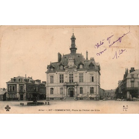 Commentry Place de l'Hôtel-de-Ville Carte Postale Ancienne Allier CPA