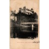 Carte postale ancienne du château de Rochefort près de Gannat dominant la Sioule et son pont métallique.