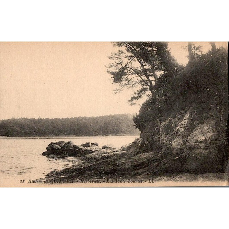 Carte postale ancienne Rivière de Quimper La Pointe des Trois Tourtes Kerbernès Finistère