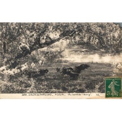 Carte postale Salon de Paris 1910 représentant l'œuvre Au bord de l'étang de P. Colin, éditée par LL.