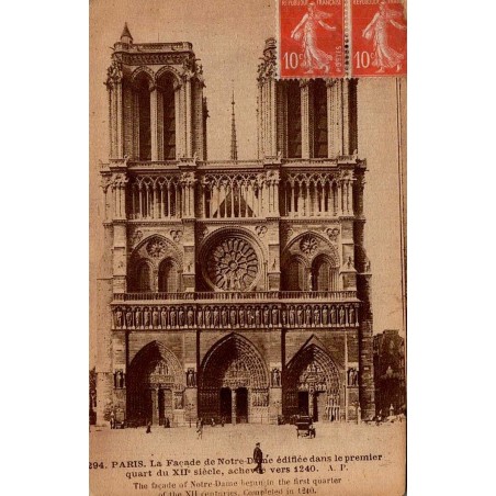 Paris Notre-Dame Façade Carte postale ancienne