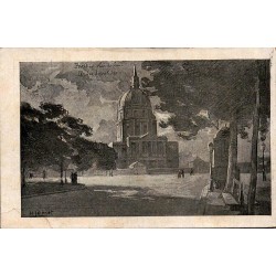 Carte postale ancienne illustrée représentant les Invalides à Paris au clair de lune