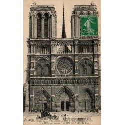 Paris Notre-Dame Façade Carte postale ancienne 1912