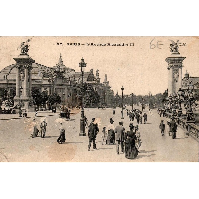 Paris Avenue Alexandre III Grand Palais Carte postale ancienne 1909
