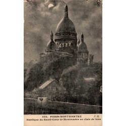 Carte postale ancienne du Sacré-Cœur de Montmartre au clair de lune à Paris
