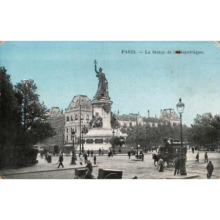 Carte postale ancienne de la statue de la République sur la place de la République à Paris