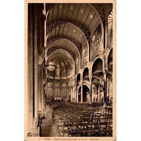 Carte postale ancienne intérieur église Saint-Christophe de Javel Paris