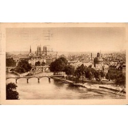 Carte postale ancienne Paris Perspective sur la Cité circulée en 1932