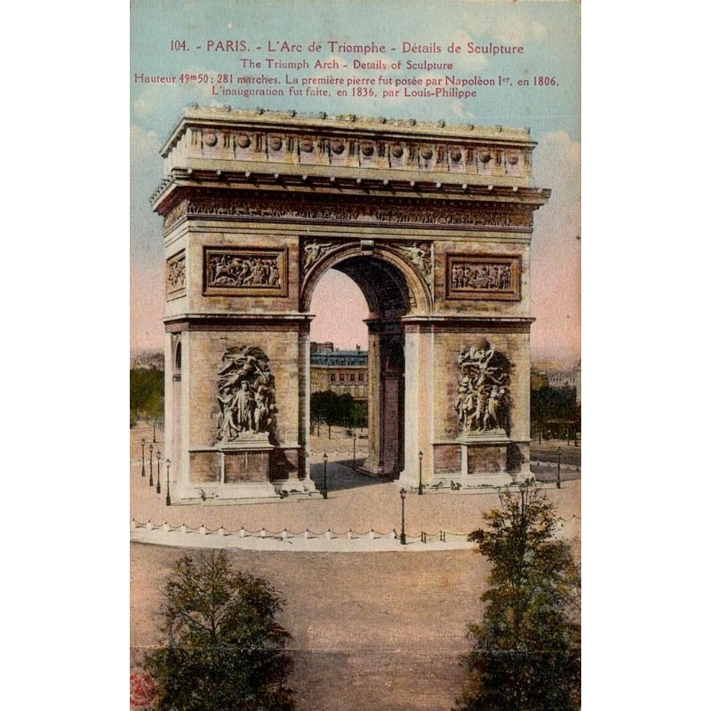 Carte postale ancienne Paris Arc de Triomphe détails de sculpture