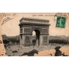 Carte postale ancienne de l'Arc de Triomphe de l'Étoile à Paris avec timbre Semeuse de 5 centimes