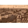 Carte postale ancienne panorama des sept ponts de Paris avec la Seine, la tour Eiffel et les monuments.