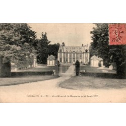 Carte postale ancienne du château de la Mormaire à Grosrouvre avec timbre Semeuse et oblitération de 1907.