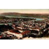 Carte postale ancienne colorisée de la vue générale de Vienne avec le Rhône et le Théâtre antique.