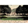 Carte postale ancienne du Jardin de Ville de Grenoble avec bassin, colorisée et circulée en 1904.