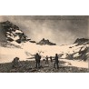 Carte postale ancienne du col du Clôt des Cavales avec alpinistes dans le massif de l'Oisans.