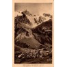 Carte postale ancienne de La Grave avec vue générale du village et de la Meije dans les Hautes-Alpes