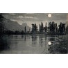 Carte postale ancienne de Grenoble montrant un clair de lune sur l'Isère à l'Île d'Amour